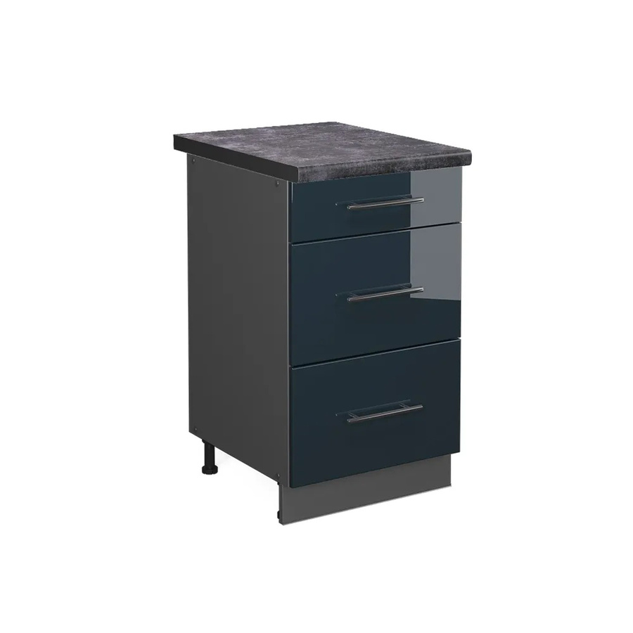 Vicco Schubladenunterschrank Fame-Line in Anthrazit und Dunkelblau Hochglanz mit Arbeitsplatte Breite: 50 cm - Bild 3