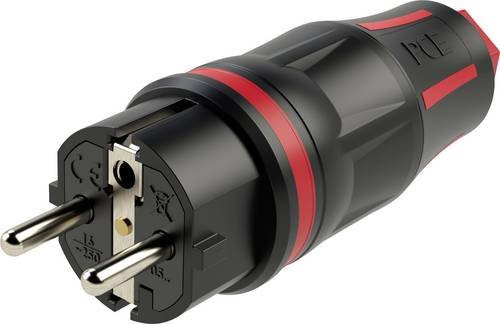 PCE Schutzkontaktstecker 250 V Schwarz/Rot IP54 - Bild 1