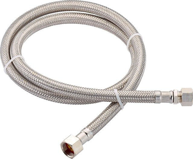LUX-TOOLS Flex-Armaturen-Verbindungsschlauch aus Edelstahl in Silber, G 3/8 Zoll x 8 mm, Länge: 1000 mm - Bild 1