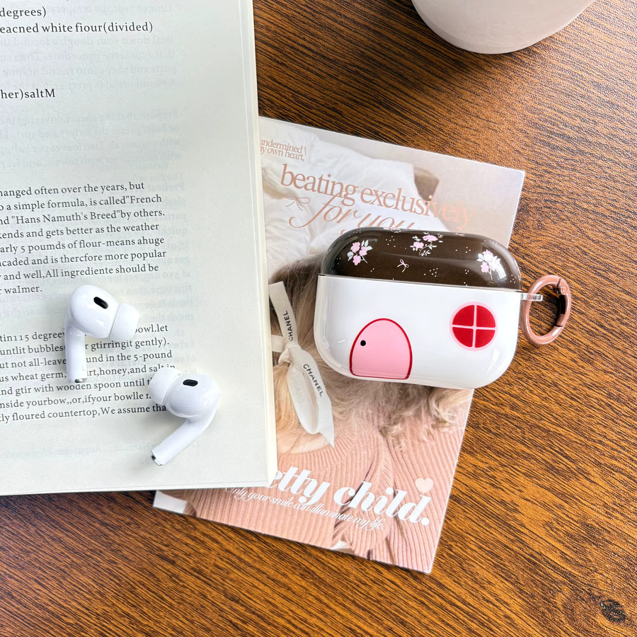 Schutzhülle mit Cartoon-Blumen- und Pilzhaus-Muster für Apple AirPods 1 2 3 4 Pro Pro 2 Pro 3 inklusive Anhänger, Mehrfarbig - Bild 5