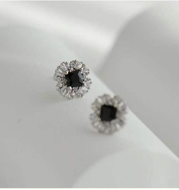 Lucky Star Jewelry Ohrstecker 925 Silber, Schwarz, Zirkonia, Damen - Bild 1