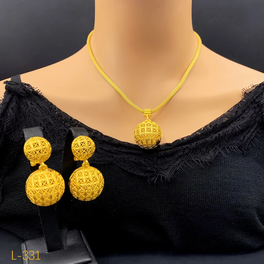 Schmuckset Halskette, Ohrringe, 24k vergoldet, Damen - Bild 2