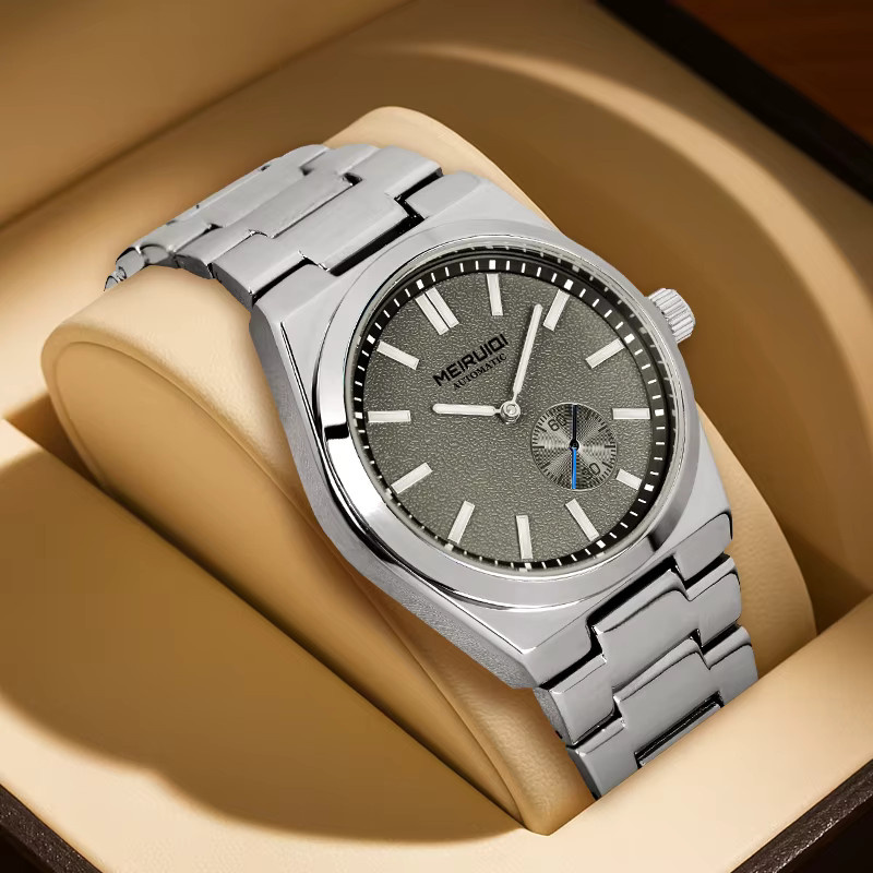 MEIRUIQI Armbanduhr Edelstahl, Automatik, Silber, Herren - Bild 2