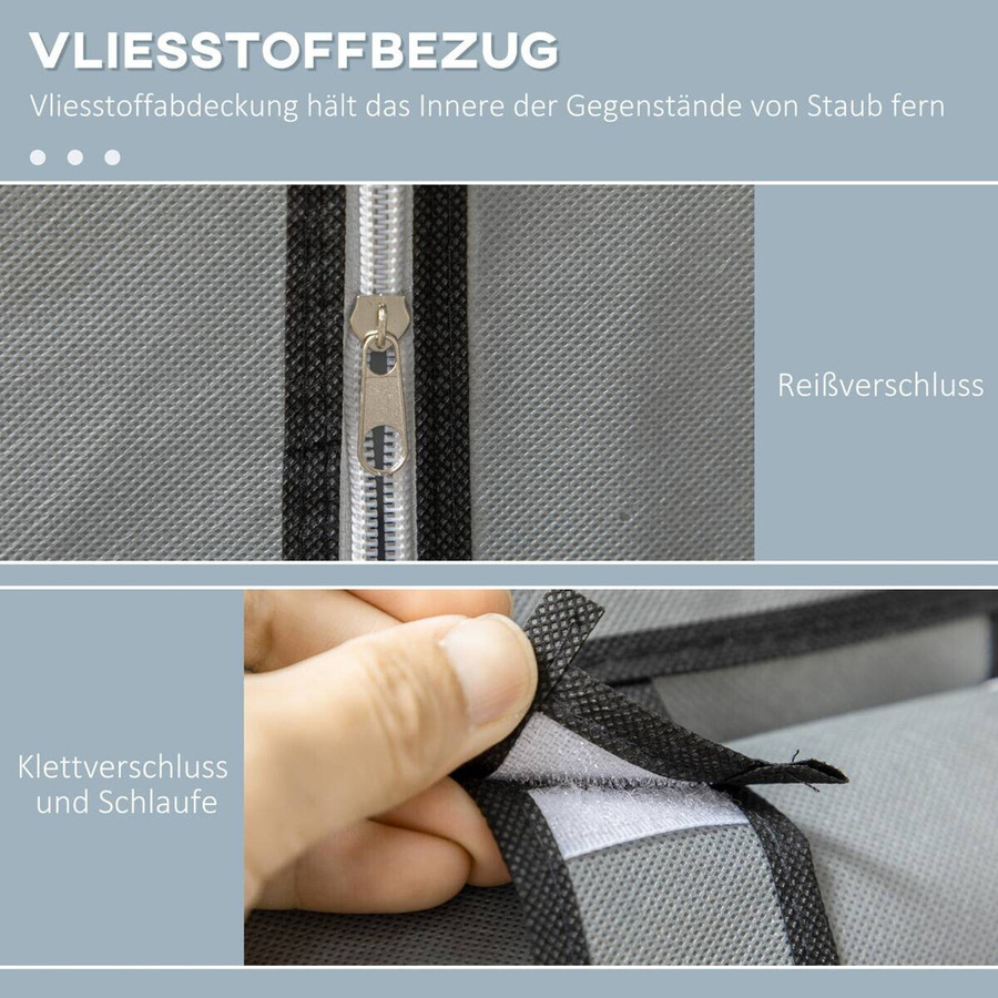 HOMCOM Kleiderschrank aus Stoff mit Kleiderstange und 6 Fächern, Grau, B/T/H: 103 x 43 x 162,5 cm - Bild 3