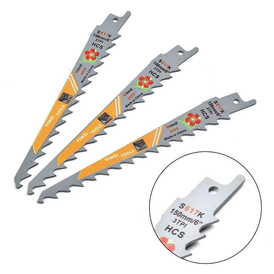 Vibratite Säbelsägeblätter Set aus HCS für Holz, Metall und Kunststoff, 3 Stück, Farbe: Silber, Länge: 150 mm - Bild 2