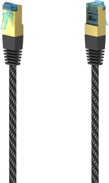 Hama Netzwerkkabel CAT-6 F/UTP geschirmt in Schwarz/Gold mit Gewebe, Länge: 3,00 m - Bild 1