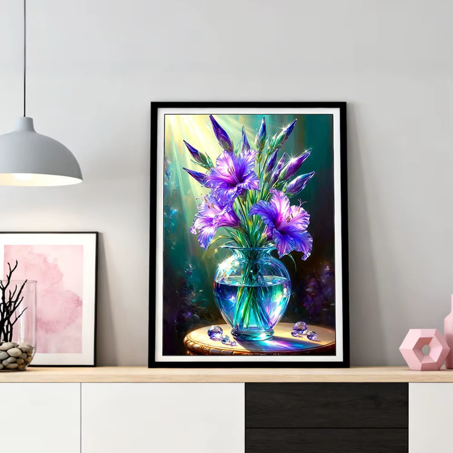 HUACAN Diamant-Mosaik Set Lavendelblumen-Gemälde als florale Wanddekoration für Handarbeiten - Bild 3