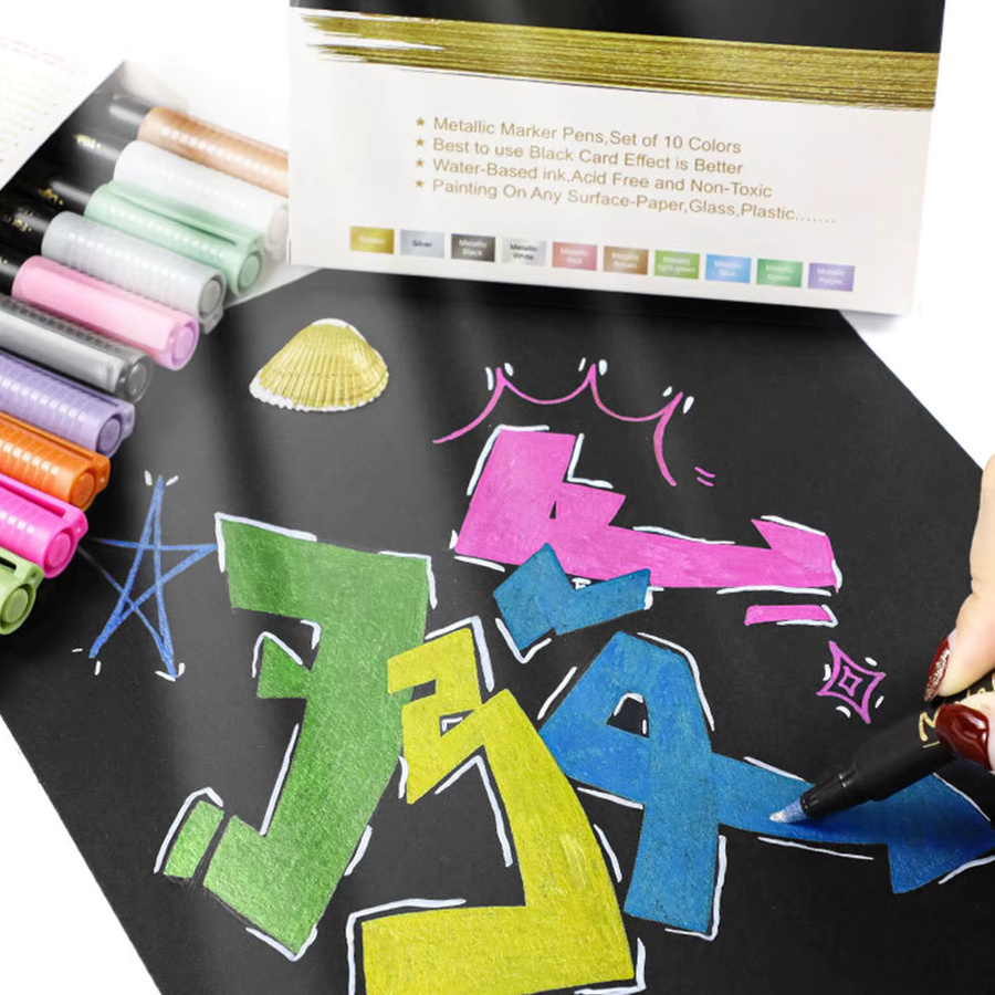 12 Stück Metallische Glitzermarkierungsstifte in Multicolour für Künstlerbedarf und Felsmalerei - Bild 4