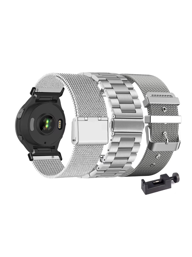 DAINU Uhrenarmband Edelstahl, Silber, für Garmin Forerunner und Epix Pro - Bild 3