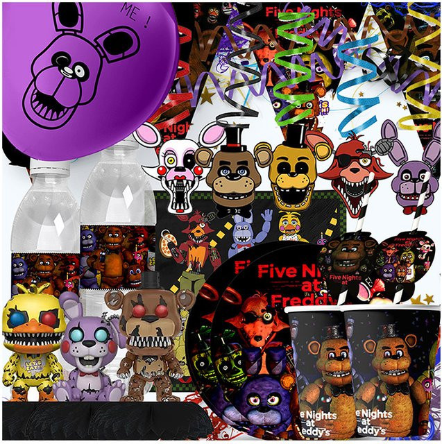 Five Nights at Freddy's Geburtstag Party Dekoration Set mit Banner und Cupcake Toppern in Mehrfarbig - Bild 1