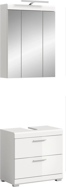 Xonox Badkombination 2-teilig mit LED-Beleuchtung Weiß Hochglanz B/H/T: 60 x 191 x 34 cm - Bild 1