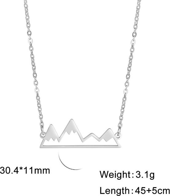 YULIN Anhänger Halskette, Schneebedeckter Berg, Edelstahl, Silber, Damen - Bild 1