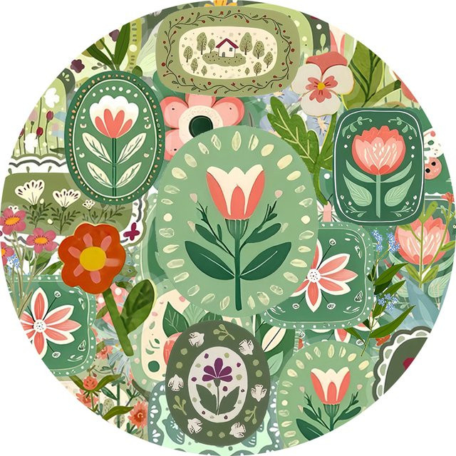 Rspctou Vintage Blumen- und Pflanzen-Cartoon-Graffiti-Aufkleber, transparent, multicolour, 10-teiliges Set - Bild 1