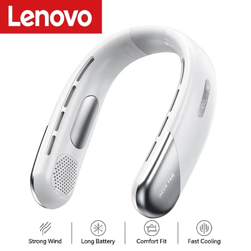 Lenovo Tragbarer Nackenventilator in Weiß, 10000mAh, blattlos, USB wiederaufladbar mit 3 Geschwindigkeiten - Bild 4