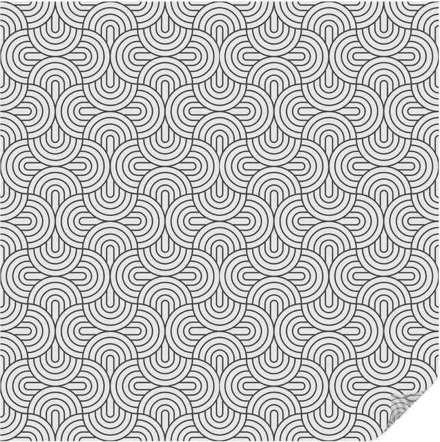 Tulup Fensterfolie Geometrische Halbkreise Milchglasfolie Sichtschutz Schwarzweiß B: 100 cm, H: 100 cm - Bild 1