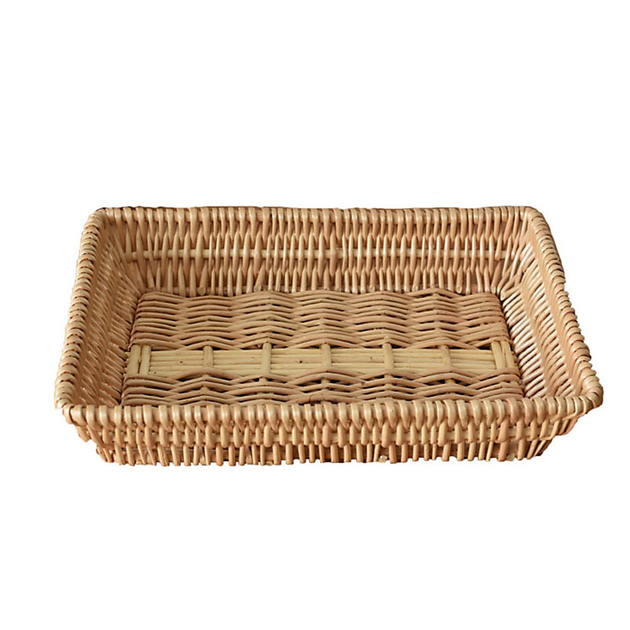 Multifunktionaler Servierkorb aus Weide von KONNWEI, stapelbares gewebtes Serviertablett für Brot, Süßigkeiten und Früchte, B/T/H: 35 x 25 x 7 cm - Bild 2