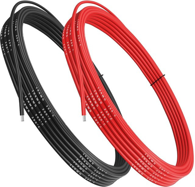 YUNIQUE EUROPE Silikonkabel-Set 16 AWG mit 2,5 m Rot und 2,5 m Schwarz, flexibles verzinntes Kupferkabel, hochtemperaturbeständig - Bild 1