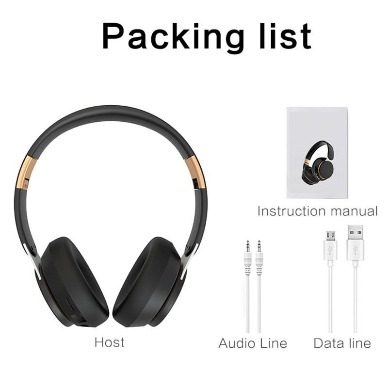 JQIQLY Kabelloser Bluetooth 5.0 Over-Ear Kopfhörer mit HD-Mikrofon und TF-Kartenslot in Schwarz - Bild 6