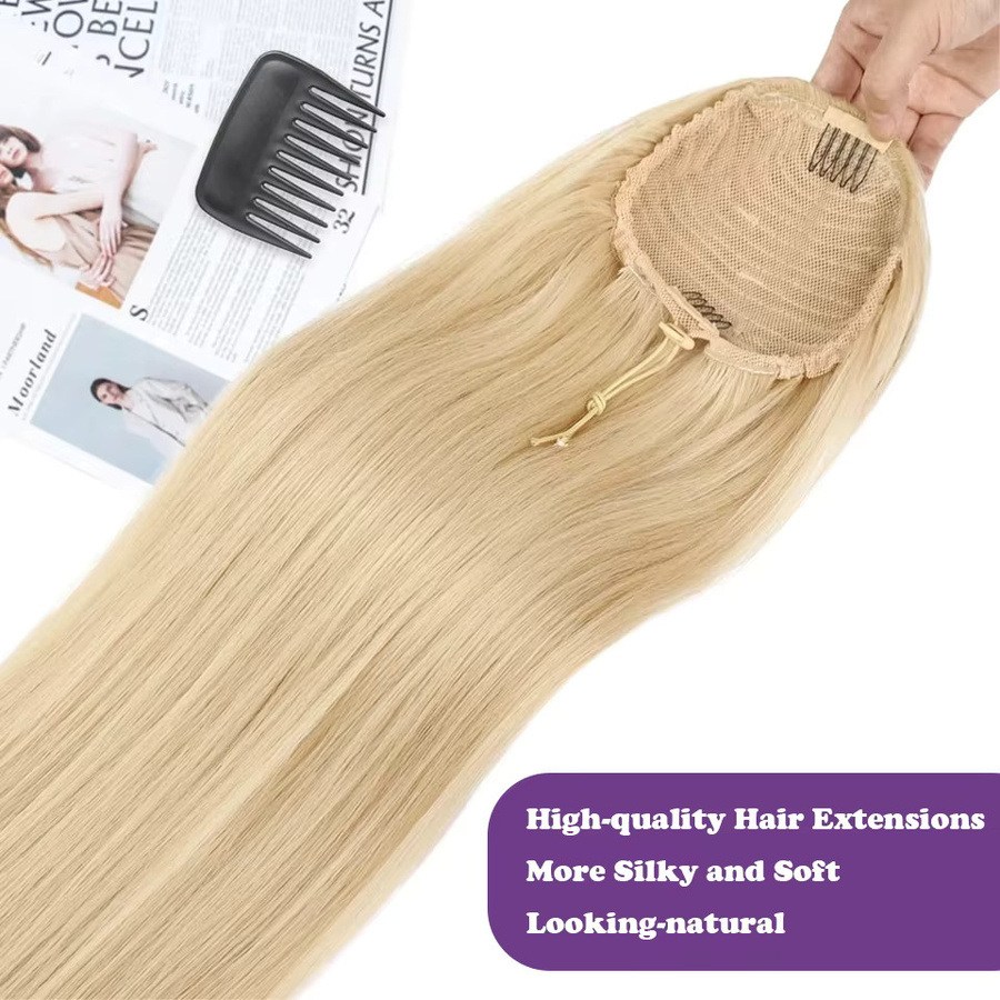 mayfive Pferdeschwanzverlängerung, Remy-Echthaar, 613 Blond, 100g - Bild 2