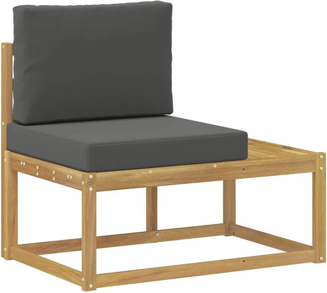vidaXL Outdoor End Sofa aus Akazienmassivholz in Weiß mit Polstern für Garten und Terrasse B/T/H: 91 x 63 x 73 cm - Bild 1