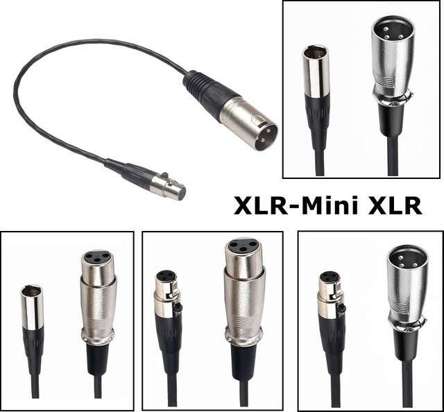 QinMSY Mini XLR 3-Pin Stecker auf XLR 3-Pin Buchse Kabel in Schwarz für Blackmagic Pocket Cinema 4K Kamera und Audio-Geräte - Bild 1