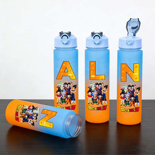 Bandai Dragon Ball Trinkflasche mit Anime-Druck, bunter Strohhalmbecher für Kinder, 750 ml - Bild 1