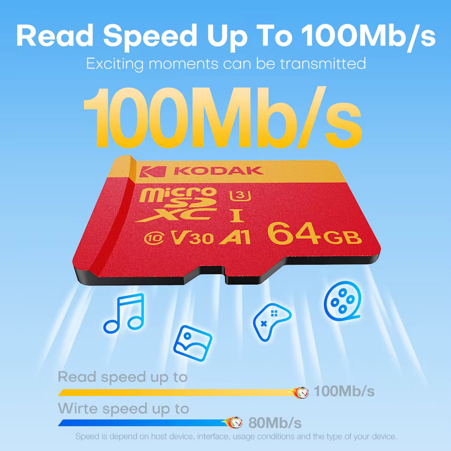 Kodak Micro SD-Karte 256GB Klasse 10 U3 mit SD-Adapter in Rot für 4K-Video, Drohnen und Smartphones - Bild 2