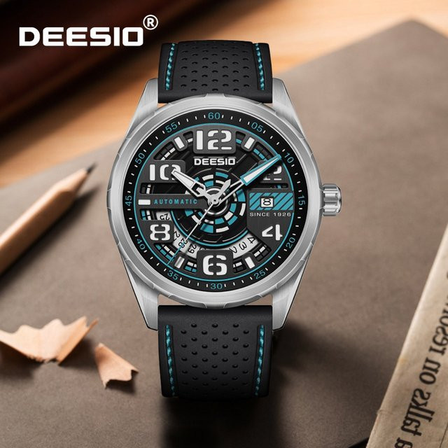 Deesio Armbanduhr Automatik, Edelstahl, Silber, Silikon, Herren - Bild 1
