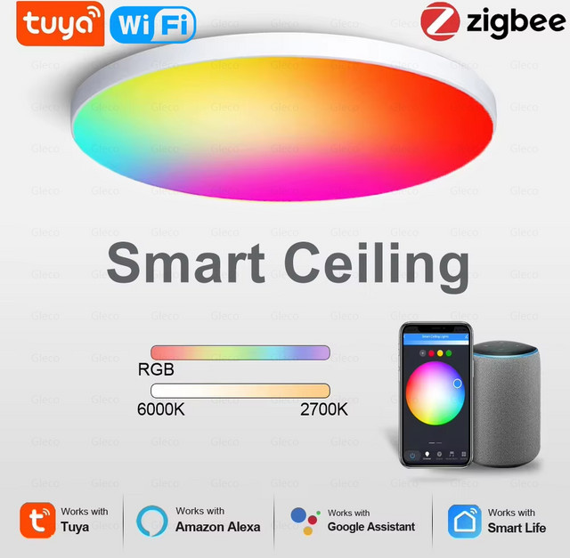 Tuya Smart LED Deckenleuchte Zigbee 3.0 und WLAN RGBCW Deckenlampe in Multicolor für Wohnzimmer, kompatibel mit Alexa und Google Assistant - Bild 1