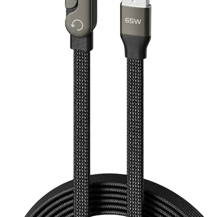 ALLOYSEED Unsichtbares Ladekabel mit integriertem Telefonständer und USB-C Anschluss, 240W Schnellladefunktion, geflochtenes Kabel, Schwarz - Bild 4