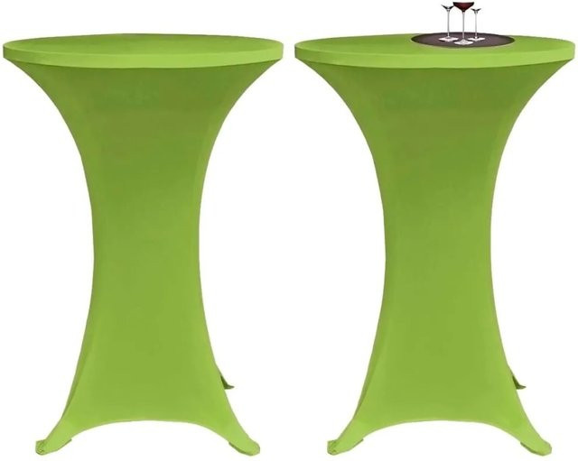 2er Set DELUKE Stretchhussen für Stehtische in Grün, elastische Tischhussen mit Durchmesser: 60 cm - Bild 1