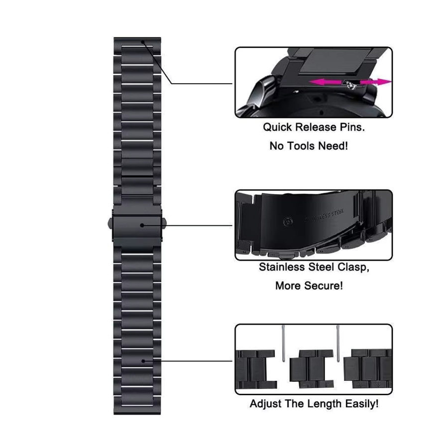 Uhrenarmband Edelstahl, Schwarz, Unisex, 22 mm - Bild 1