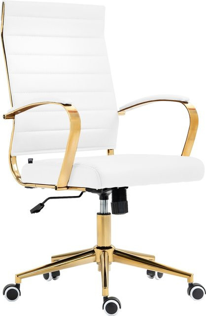 CLP Ergonomischer Bürostuhl Havanna aus Kunstleder mit gepolsterten Armlehnen und Metall-Gestell in Gold-Optik, 360 Grad drehbar und höhenverstellbar - Bild 1