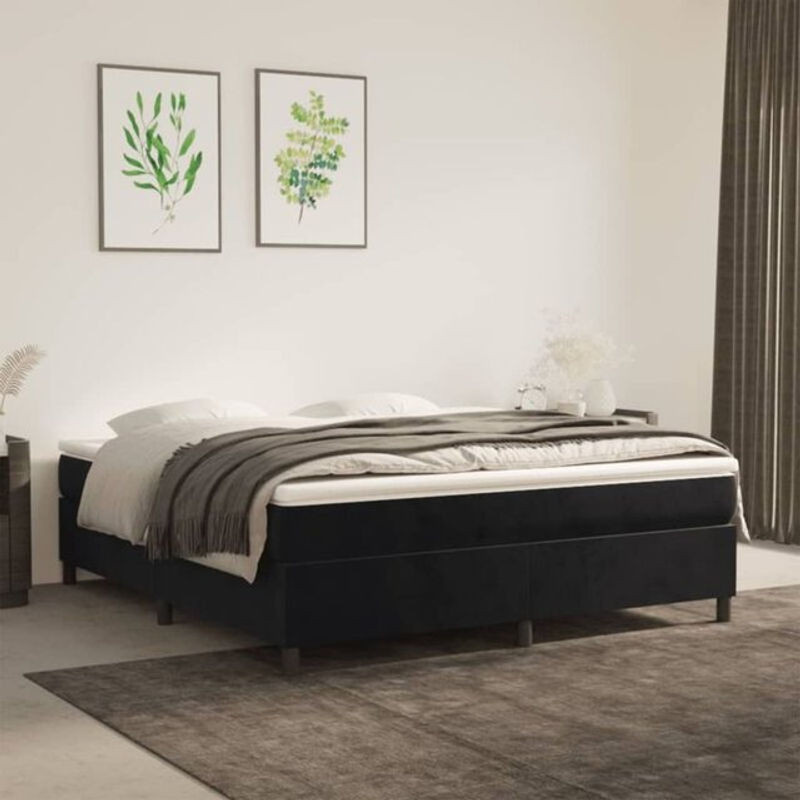 Vidaxl Boxspringbett mit Matratze in Schwarz aus Samt, B/T/H: 180 x 200 x 35 cm - Bild 1