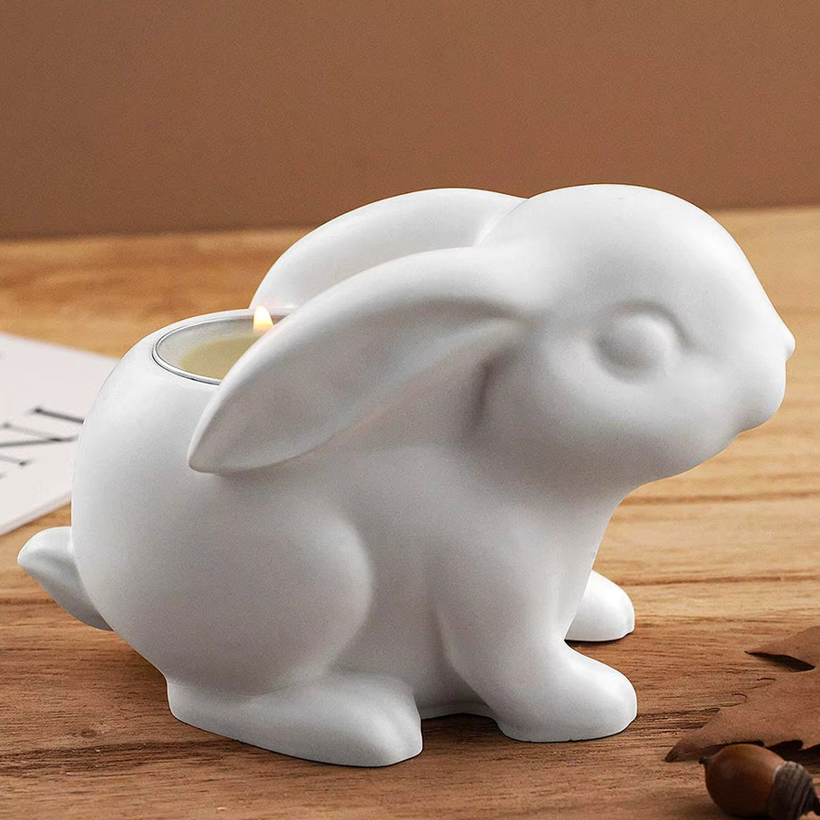 UDOCOOL Osterhase Kerzenhalter DIY 3D Form für Tealight, Weiß - Bild 2