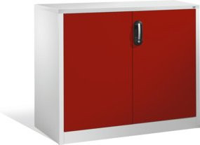 C+P Akten-Sideboard Acurado mit Drehtüren, Korpus Lichtgrau und Front Rubinrot, H: 100 cm, B: 120 cm, T: 50 cm - Bild 1