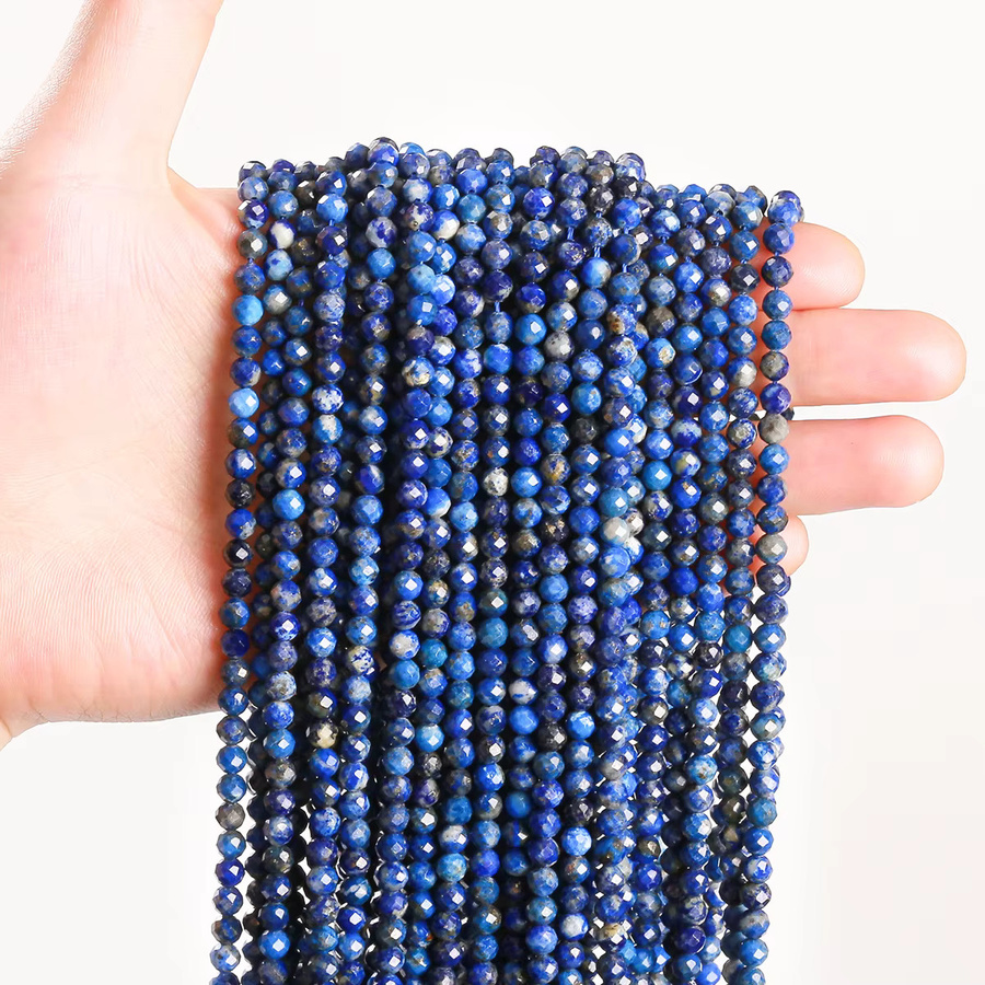 Lapislazuli Perlen, rund, 2-4 mm, 38,1 cm, Naturstein - Bild 4