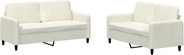 vidaXL 2-teilige Sofagarnitur aus Samt in Creme und Beige mit Dekokissen im modernen Design - Bild 1