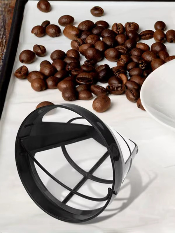 Wiederverwendbarer Kaffee-Filter aus Edelstahl und Nylon mit feinem Mesh-Sieb in Kegelform, erhältlich in Silber oder Schwarz - Bild 4