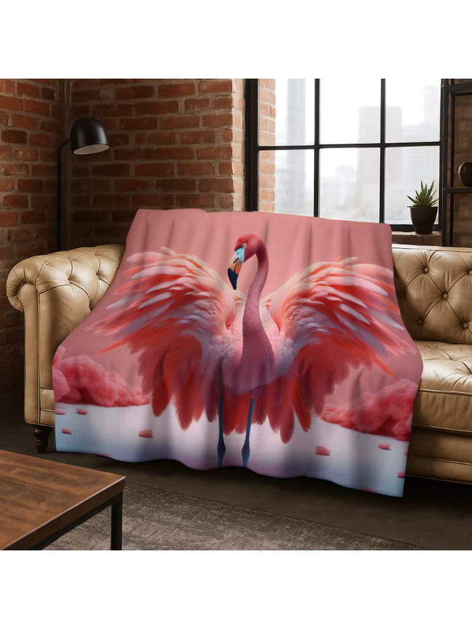 Faviora Flanelldecke mit Flamingo-Motiv in Rosa, weiche und warme Kuscheldecke aus Polyester - Bild 2