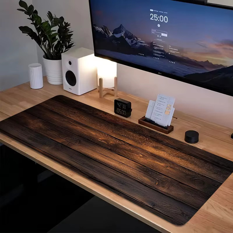Waschbare Schreibtischunterlage mit Holzmaserung in Braun für Gaming und Büro - Bild 2