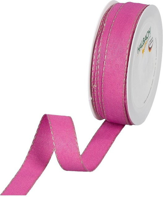 HALBACH Band mit Leinenkante aus Polyester in Pink - Bild 1