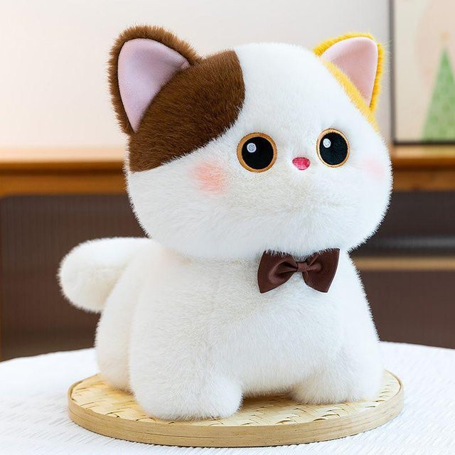 Süßes Katzen-Stofftier mit Fliege, Kätzchen-Puppe, 22cm, ab 14 Jahre - Bild 1