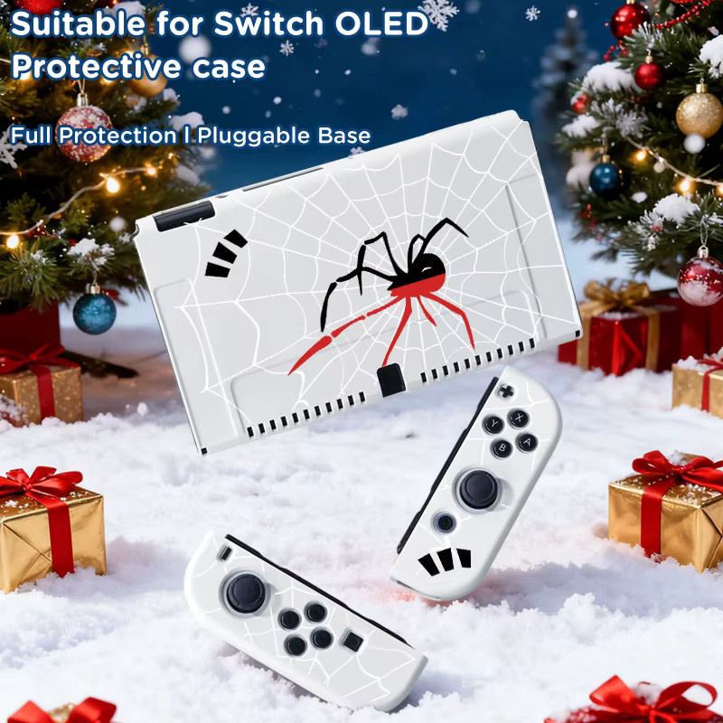 Weihnachtliche Schutzhülle für Nintendo Switch NS und OLED in Weiß, sturzsichere und abnehmbare TPU-Schale, 1-teilig - Bild 1