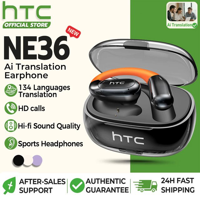 HTC NE36 TWS Open-Ear Bluetooth-Kopfhörer mit AI-Übersetzungsfunktion und HiFi-Klangqualität in Pink, IPX5 wasserdicht - Bild 1