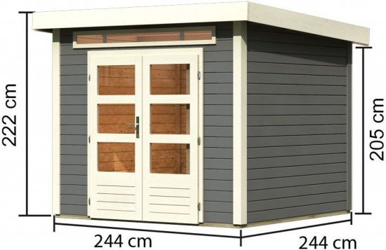 KARIBU Gartenhaus Kandern 3 aus Holz in Terragrau B/H/T: 244 x 222 x 244 cm - Bild 2