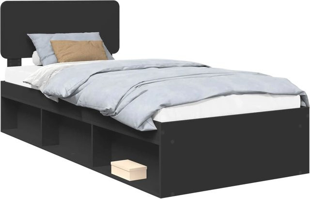 vidaXL Bettrahmen aus massivem Kiefernholz in Schwarz, modern, B/T/H: 100 x 200 x 90 cm - Bild 1
