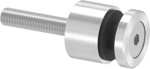 FeNau Glaspunkthalter aus Edelstahl V2A in Silber, Durchmesser: 16 mm, Klemmbereich: 4,0-8,0 mm, Flach Anschluss, Geschliffen Korn 240 - Bild 1