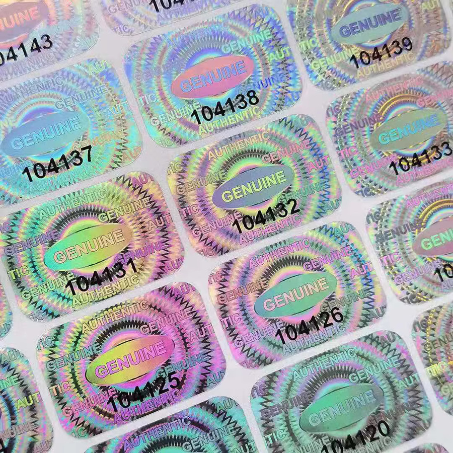 Manipulationssichere Sicherheitssiegel als holografische Laseretiketten mit Seriennummer, Silber/Mehrfarbig, B/H: 2,5 x 1,5 cm, 600 Stück - Bild 2