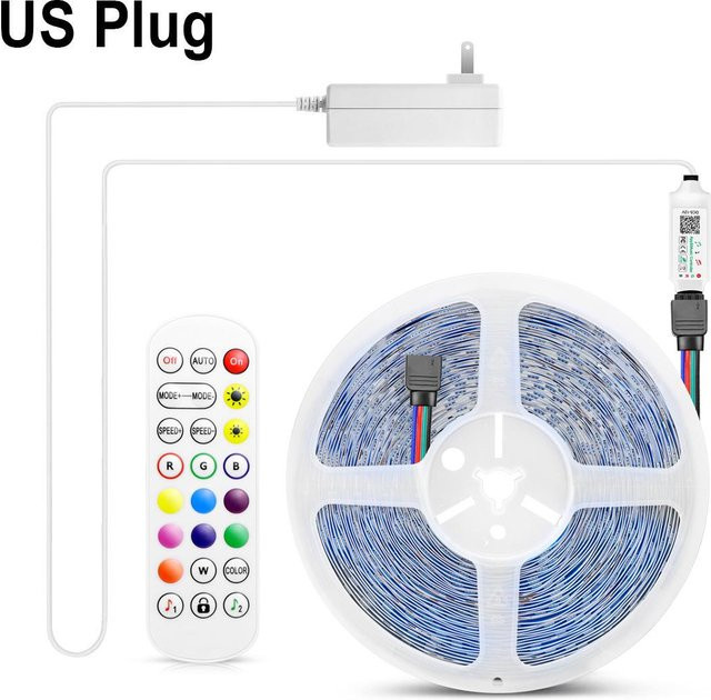 MALITAI Bluetooth RGB LED-Streifen mit Musik-Controller und Netzteil, SMD 5050 Neonlampe für TV-Hintergrundbeleuchtung, Mehrfarbig, Länge: 2 m - Bild 1